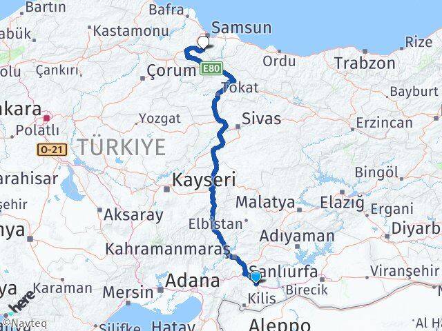 Gaziantep Asarcık Samsun Arası Kaç Km - Yol Haritası