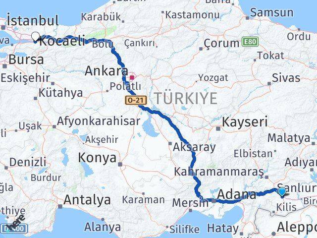 Gaziantep Başiskele Kocaeli Arası Kaç Km - Yol Haritası