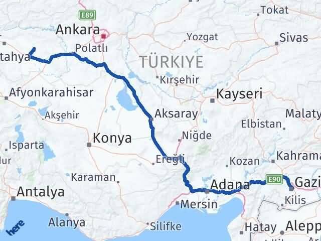 Gaziantep Beylikova Eskişehir Arası Kaç Km - Yol Haritası