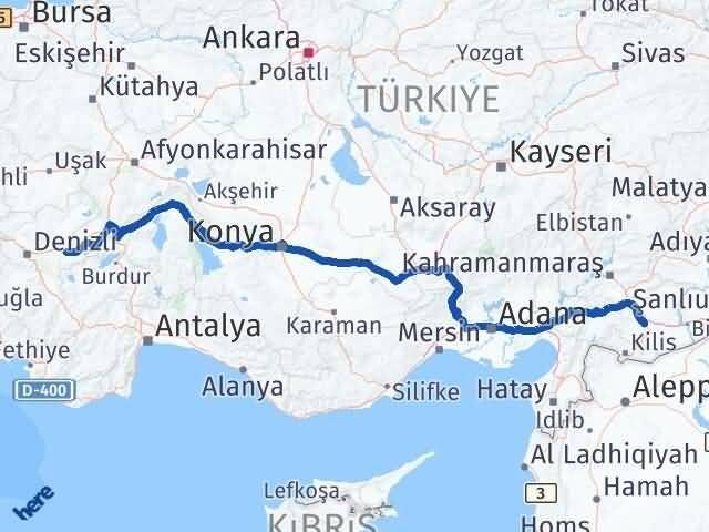 Gaziantep Bozkurt Denizli Arası Kaç Km - Yol Haritası