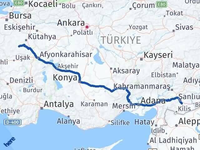 Gaziantep Çavdarhisar Kütahya Arası Kaç Km - Yol Haritası
