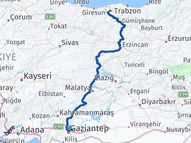 Gaziantep Doğankent Giresun Arası Kaç Km - Yol Haritası