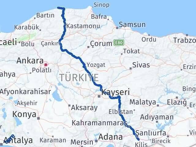 Gaziantep Doğanyurt Kastamonu Arası Kaç Km - Yol Haritası
