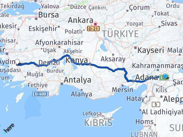 Gaziantep Efeler Aydın Arası Kaç Km - Yol Haritası