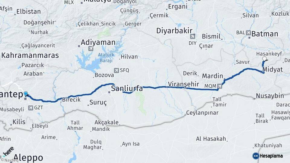 Gaziantep Gercüş Batman Arası Kaç Km - Yol Haritası