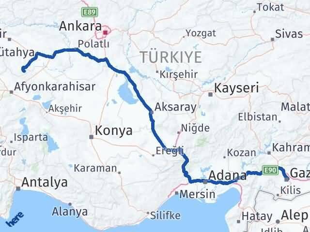 Gaziantep Han Eskişehir Arası Kaç Km - Yol Haritası