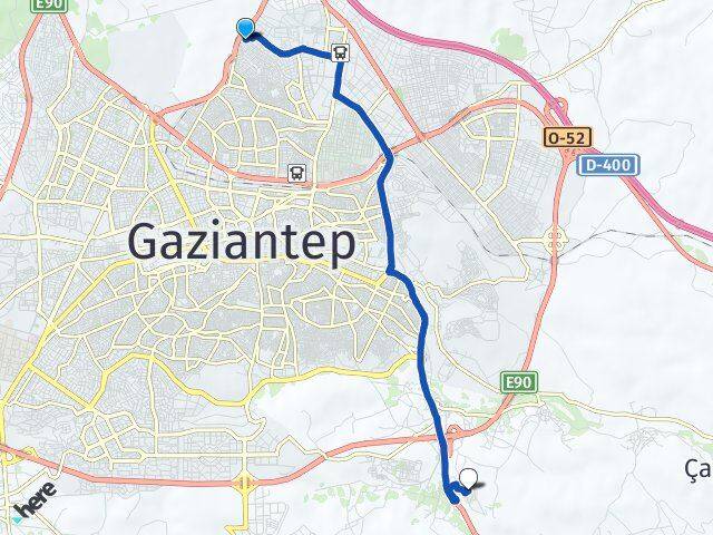 Gaziantep Hasan Kalyoncu Üniversitesi Arası Kaç Km - Yol Haritası