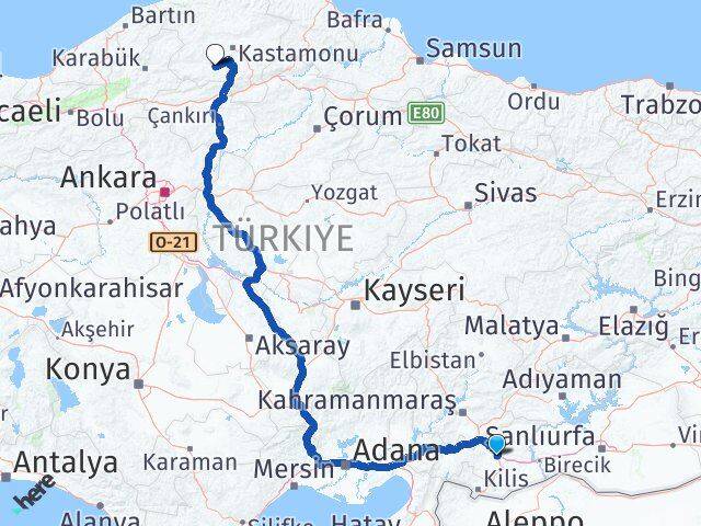 Gaziantep İhsangazi Kastamonu Arası Kaç Km - Yol Haritası