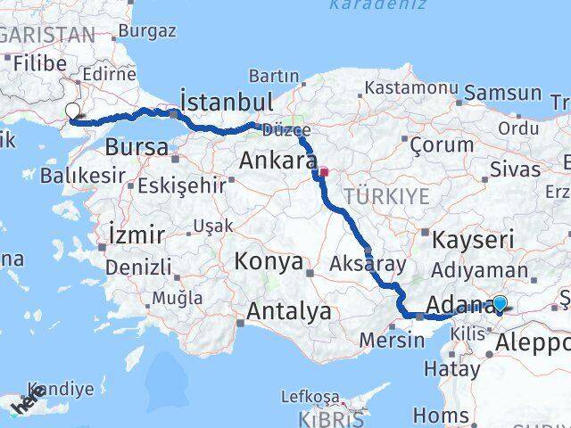 Gaziantep İpsala Edirne Arası Kaç Km - Yol Haritası