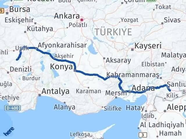 Gaziantep Karahallı Uşak Arası Kaç Km - Yol Haritası