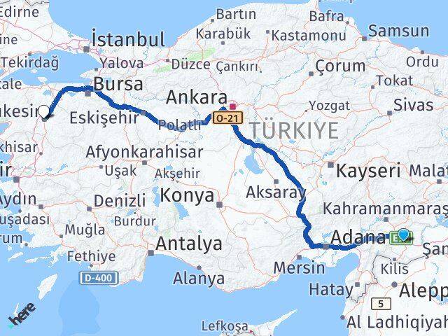 Gaziantep Karesi Balıkesir Arası Kaç Km - Yol Haritası