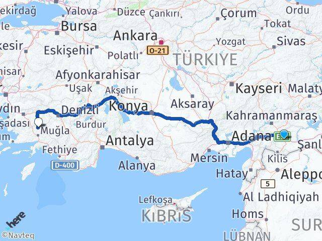 Gaziantep Kavaklıdere Muğla Arası Kaç Km - Yol Haritası