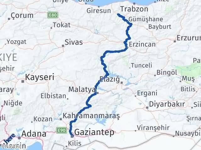 Gaziantep Kürtün Gümüşhane Arası Kaç Km - Yol Haritası