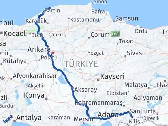 Gaziantep Kurucaşile Bartın Arası Kaç Km - Yol Haritası