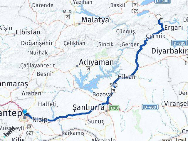 Gaziantep Maden Elazığ Arası Kaç Km - Yol Haritası