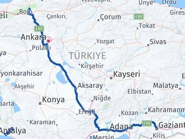 Gaziantep Mengen Bolu Arası Kaç Km - Yol Haritası