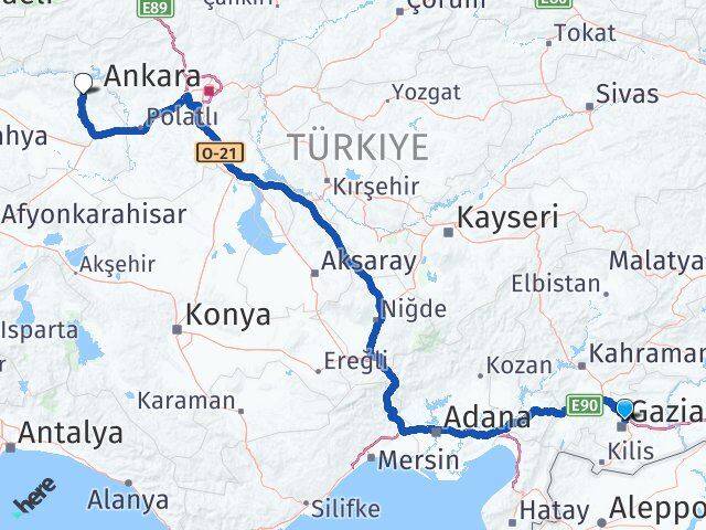 Gaziantep Mihalıççık Eskişehir Arası Kaç Km - Yol Haritası