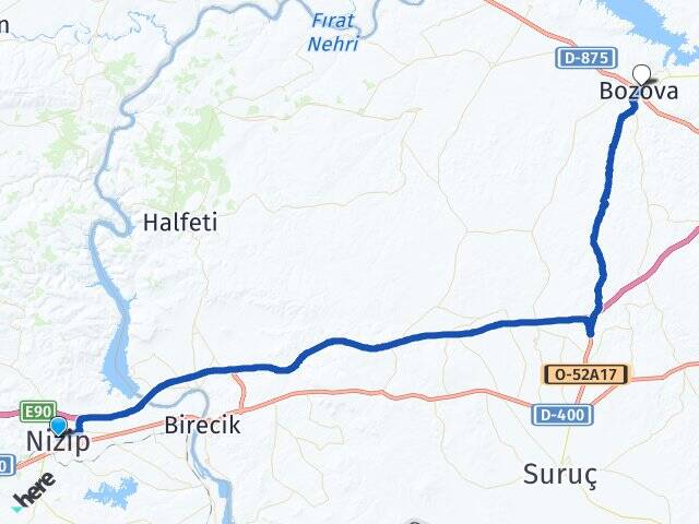 Gaziantep Nizip Bozova Şanlıurfa Arası Kaç Km - Yol Haritası