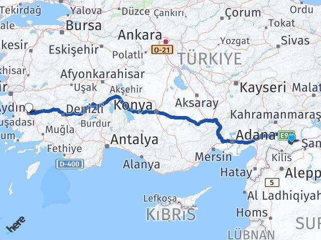 Gaziantep Oğuzeli Aydın Arası Kaç Km - Yol Haritası