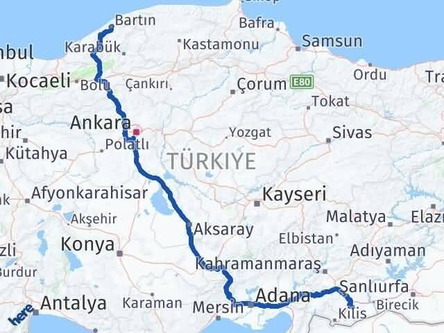 Gaziantep Oğuzeli Bartın Arası Kaç Km - Yol Haritası