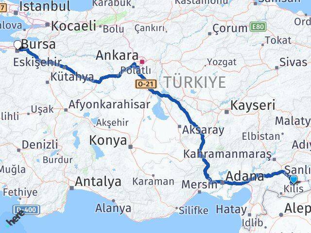 Gaziantep Oğuzeli Bursa Arası Kaç Km - Yol Haritası