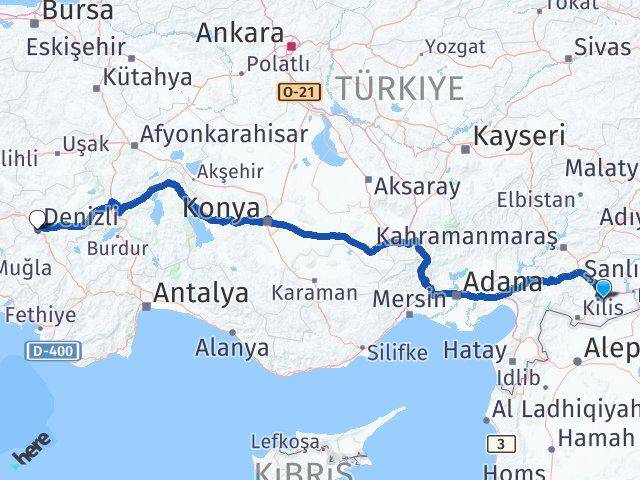Gaziantep Oğuzeli Denizli Arası Kaç Km - Yol Haritası