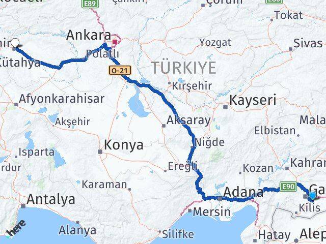 Gaziantep Oğuzeli Eskişehir Arası Kaç Km - Yol Haritası
