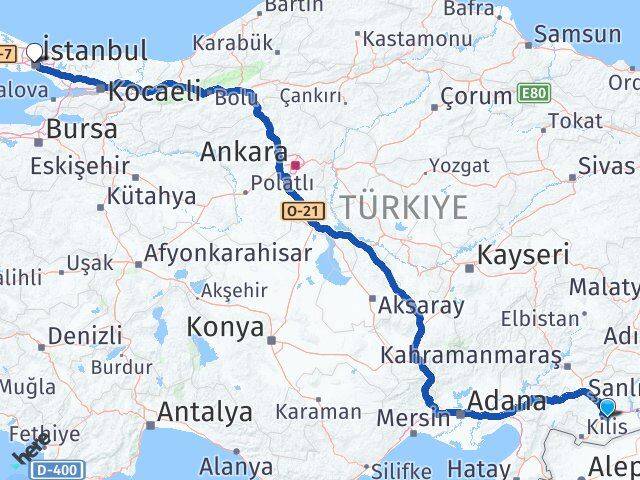 Gaziantep Oğuzeli İstanbul Arası Kaç Km - Yol Haritası