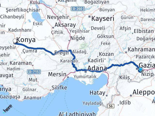 Gaziantep Oğuzeli Konya Arası Kaç Km - Yol Haritası