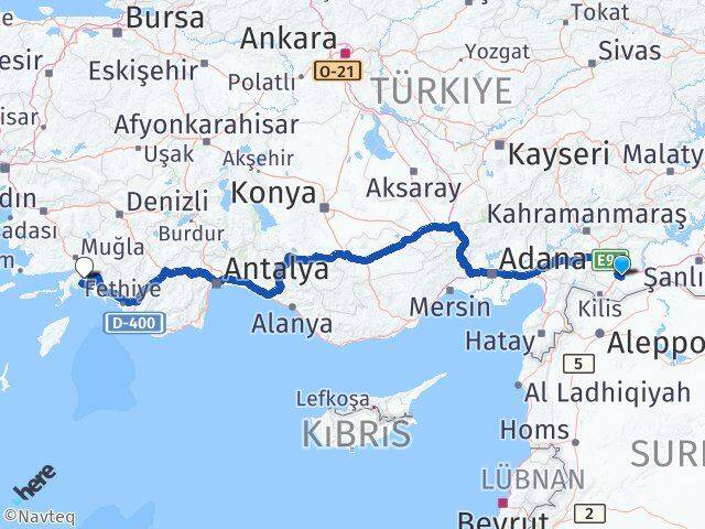 Gaziantep Oğuzeli Muğla Arası Kaç Km - Yol Haritası