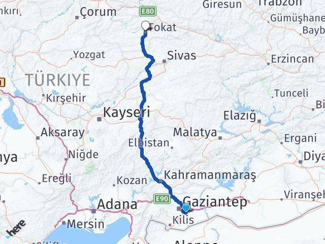 Gaziantep Oğuzeli Tokat Arası Kaç Km - Yol Haritası
