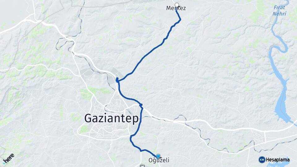 Gaziantep Oğuzeli Yavuzeli Arası Kaç Km - Yol Haritası