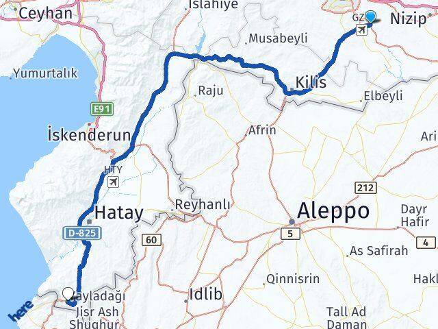 Gaziantep Oğuzeli Yayladağı Hatay Arası Kaç Km - Yol Haritası
