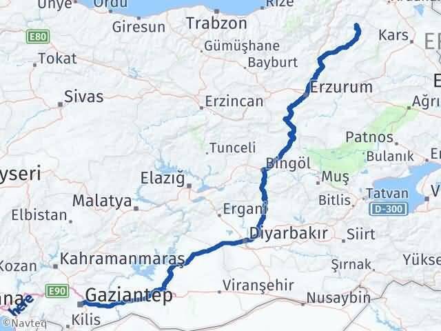 Gaziantep Olur Erzurum Arası Kaç Km - Yol Haritası