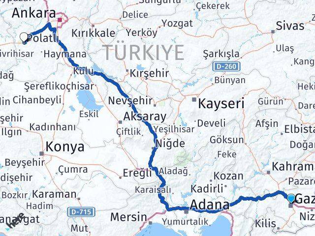 Gaziantep Polatlı Ankara Arası Kaç Km - Yol Haritası