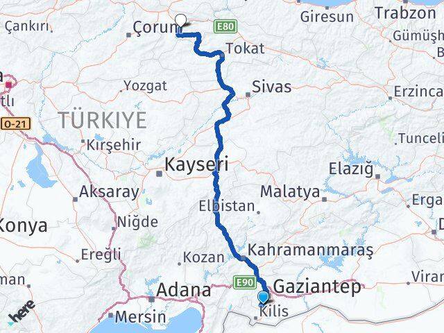 Gaziantep Şahinbey Amasya Arası Kaç Km - Yol Haritası