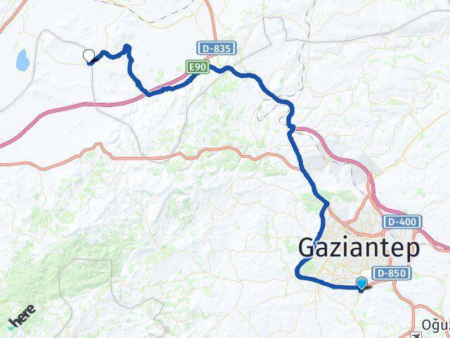 Gaziantep Şahinbey Mavikent Nurdağı Arası Kaç Km - Yol Haritası