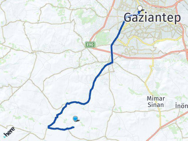 Gaziantep Şahinbey Sarıgüllük Şehitkamil Arası Kaç Km - Yol Haritası