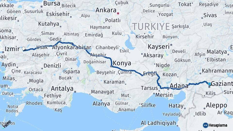 Gaziantep Salihli Manisa Arası Kaç Km - Yol Haritası