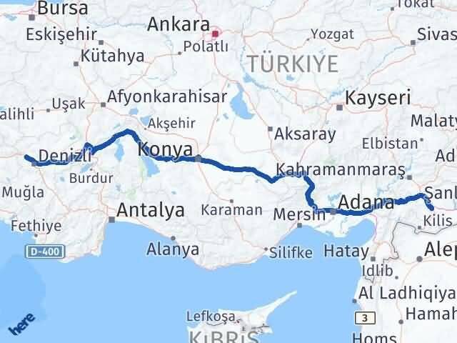 Gaziantep Sarayköy Denizli Arası Kaç Km - Yol Haritası