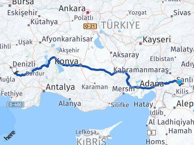 Gaziantep Serinhisar Denizli Arası Kaç Km - Yol Haritası