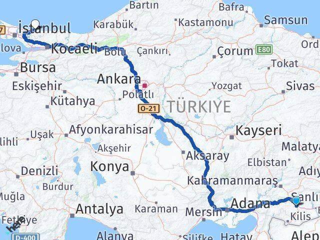 Gaziantep Şile İstanbul Arası Kaç Km - Yol Haritası