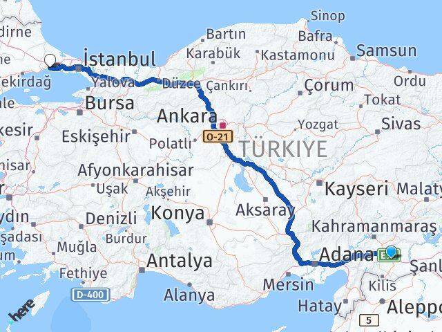 Gaziantep Silivri İstanbul Arası Kaç Km - Yol Haritası