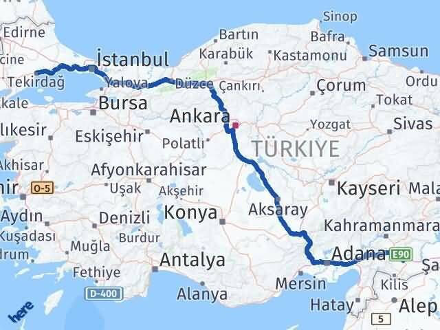 Gaziantep Süleymanpaşa Tekirdağ Arası Kaç Km - Yol Haritası