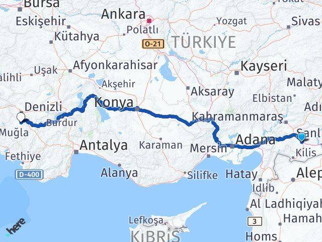 Gaziantep Tavas Denizli Arası Kaç Km - Yol Haritası