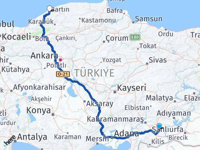 Gaziantep Yavuzeli Bartın Arası Kaç Km - Yol Haritası