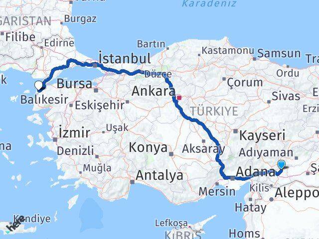 Gaziantep Yavuzeli Çanakkale Arası Kaç Km - Yol Haritası