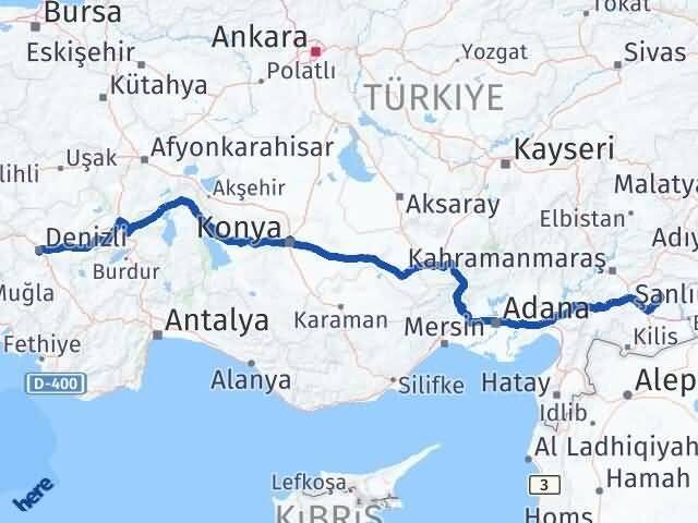 Gaziantep Yavuzeli Denizli Arası Kaç Km - Yol Haritası