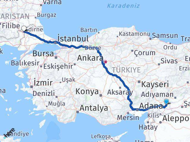 Gaziantep Yavuzeli Edirne Arası Kaç Km - Yol Haritası