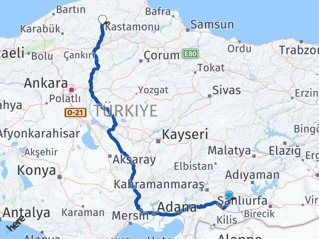 Gaziantep Yavuzeli Kastamonu Arası Kaç Km - Yol Haritası